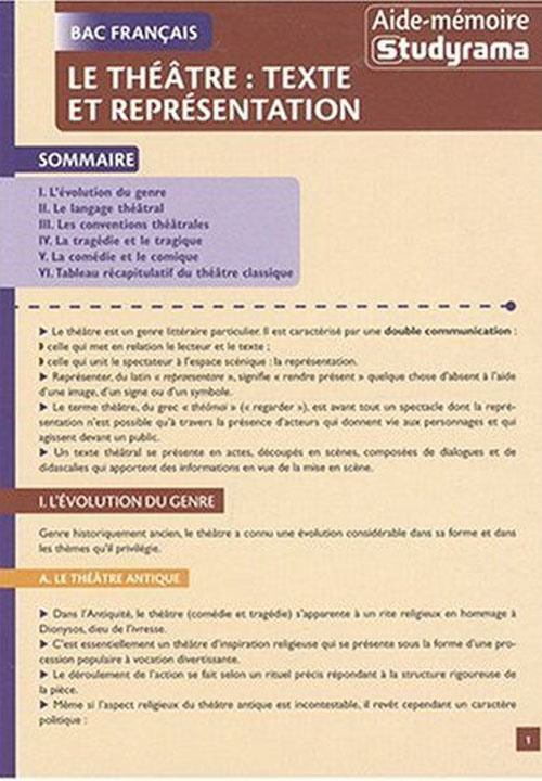 Le théâtre : texte et représentation