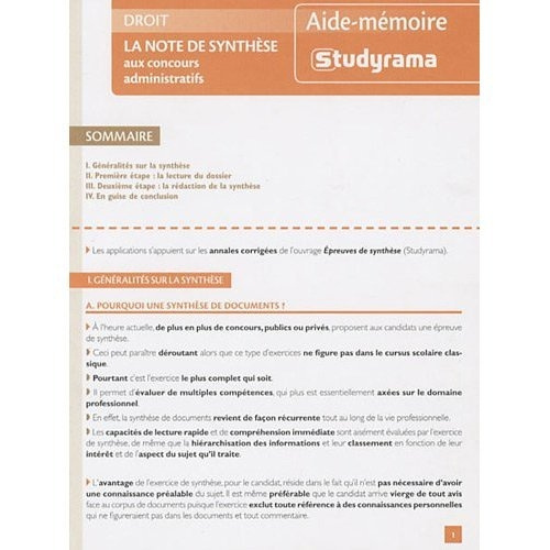 La note de synthèse aux concours administratifs