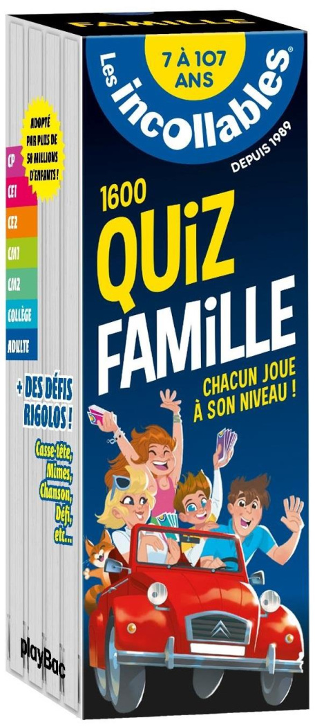 Les incollables 1600 quiz famille. 5 thématiques du CP au collège