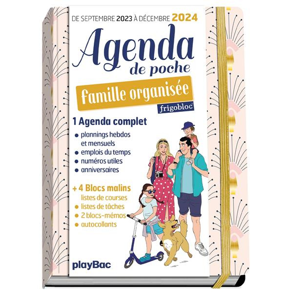 Agenda de poche de la famille organisée. Couverture rose, Edition 2023-2024