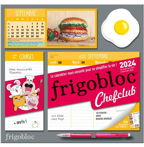 Frigobloc Hebdomadaire Chefclub. Le calendrier maxi-aimanté pour se simplifier la vie ! Avec un crit