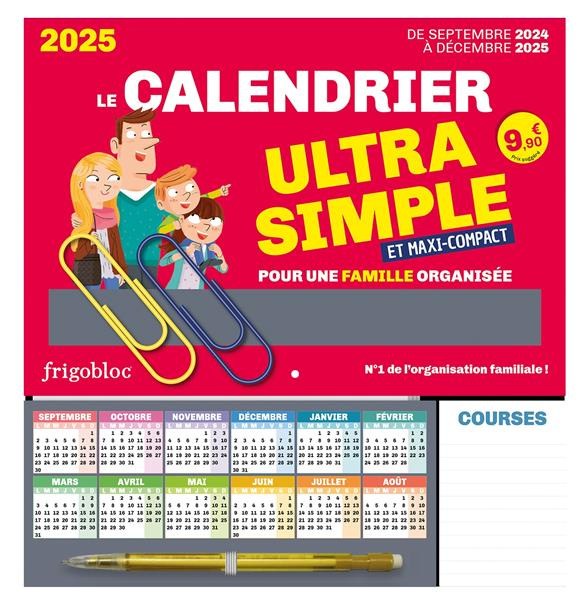Le mini calendrier ultra simple et maxi-compact pour une famille organisée. Avec un crayon de papier