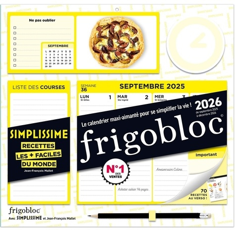 Frigobloc hebdomadaire Simplissime. Avec 1 crayon, Edition 2025-2026