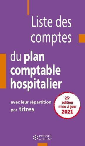 Liste des comptes du plan comptable hospitalier avec leur répartition par titres. Edition 2021