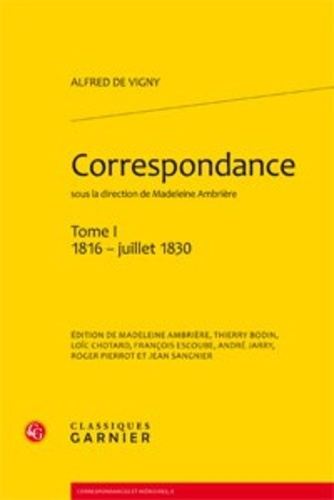 CORRESPONDANCE TOME I 1816 JUILLET 1830