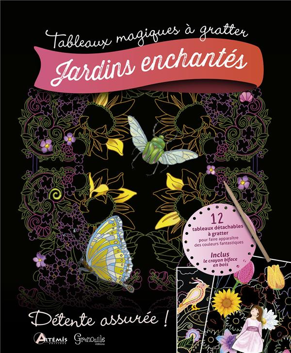 Jardins enchantés. 12 tabeaux détachables à gratter, inclus le crayon biface en bois