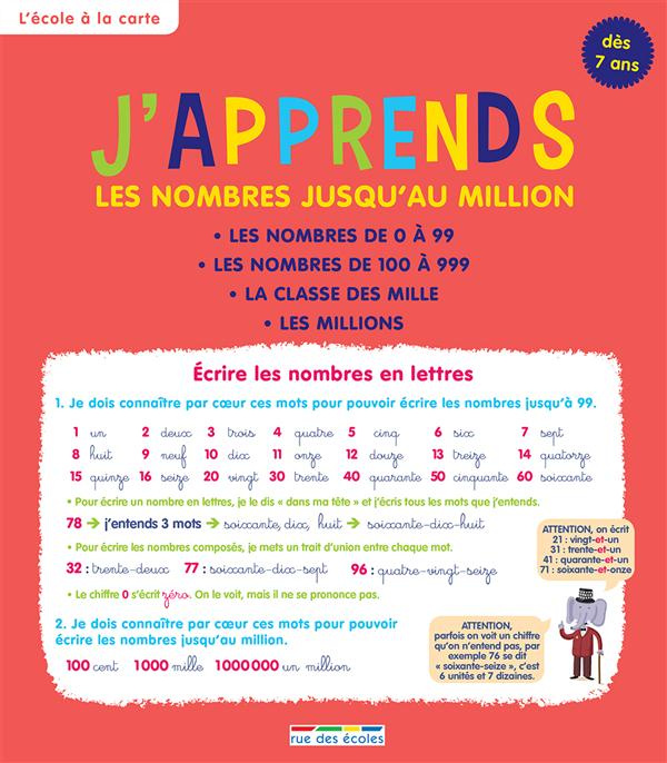 J'apprends les nombres jusqu'au million. Dès 7 ans