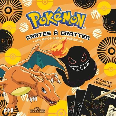 Pokémon Cartes à gratter Dracaufeu.   des infos sur les pokémon, 10 cartes, 1 bâtonnet