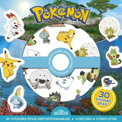 Pokémon. 30 stickers épais repositionnables, 4 décors à compléter