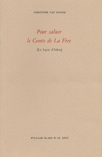 Pour saluer le Comte de La Fère. (La leçon d'Athos)