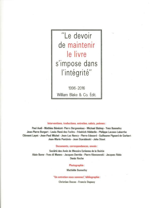 Le devoir de maintenir le livre s'impose dans l'intégrité