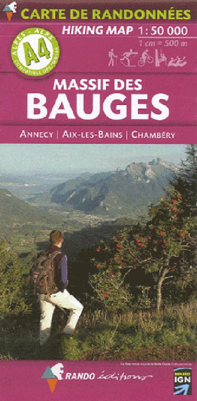 Massif des Bauges. Annecy, Aix-les-Bains, Chambéry, 1/50 000