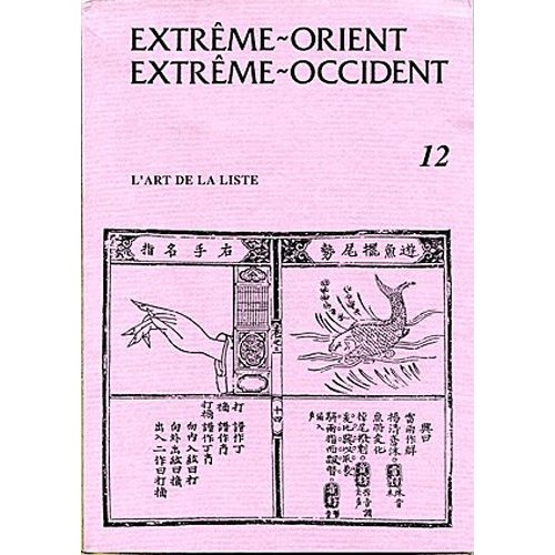 Extrême-Orient Extrême-Occident N° 12 : L'art de la liste