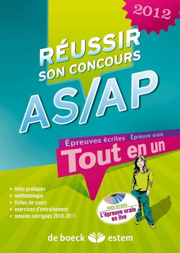 Réussir son concours AS/AP. Edition 2012. Avec 1 DVD