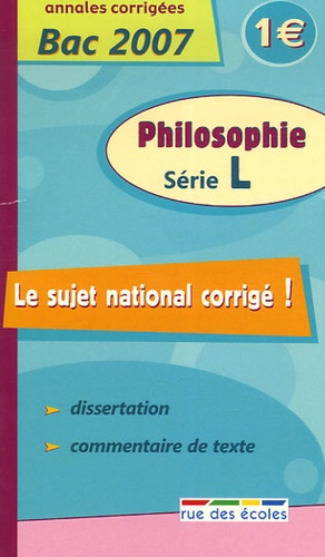SUJET NATIONAL PHILOSOPHIE SERIE L