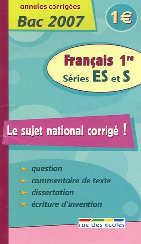 SUJET NATIONAL FRANCAIS 1RE SERIE ES ET S