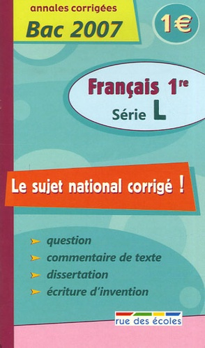 SUJET NATIONAL FRANCAIS 1ERE SERIE L