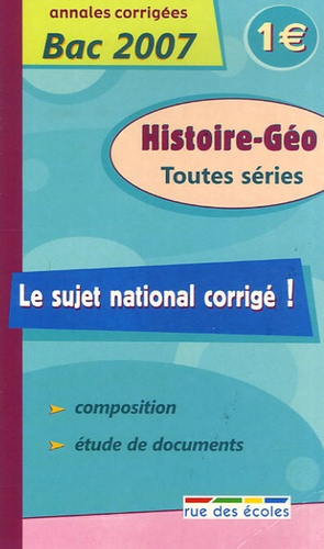 SUJET NATIONAL HISTOIRE-GEOGRAPHIE TOUTES SERIES