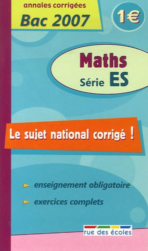 SUJET NATIONAL MATHS SERIE ES