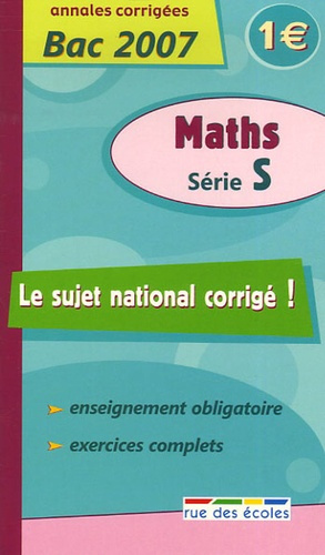 SUJET NATIONAL MATHS SERIE S