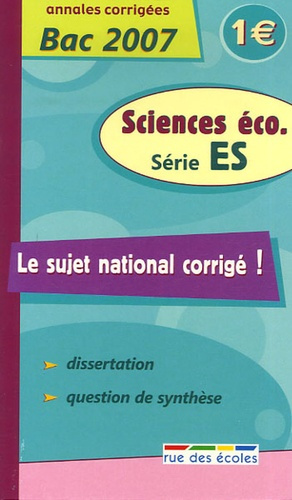 SUJET NATIONAL SCIENCES ECONOMIQUES SERIE ES