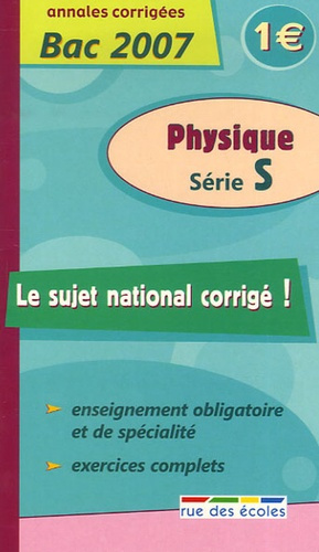 SUJET NATIONAL PHYSIQUE SERIE S