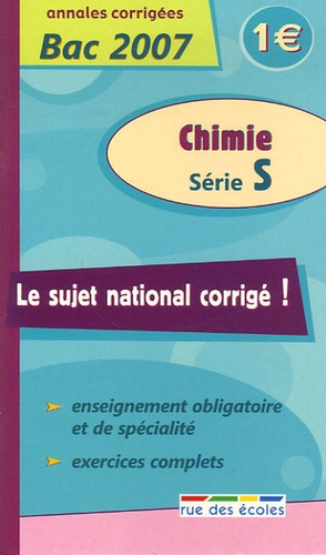 SUJET NATIONAL CHIMIE SERIE S
