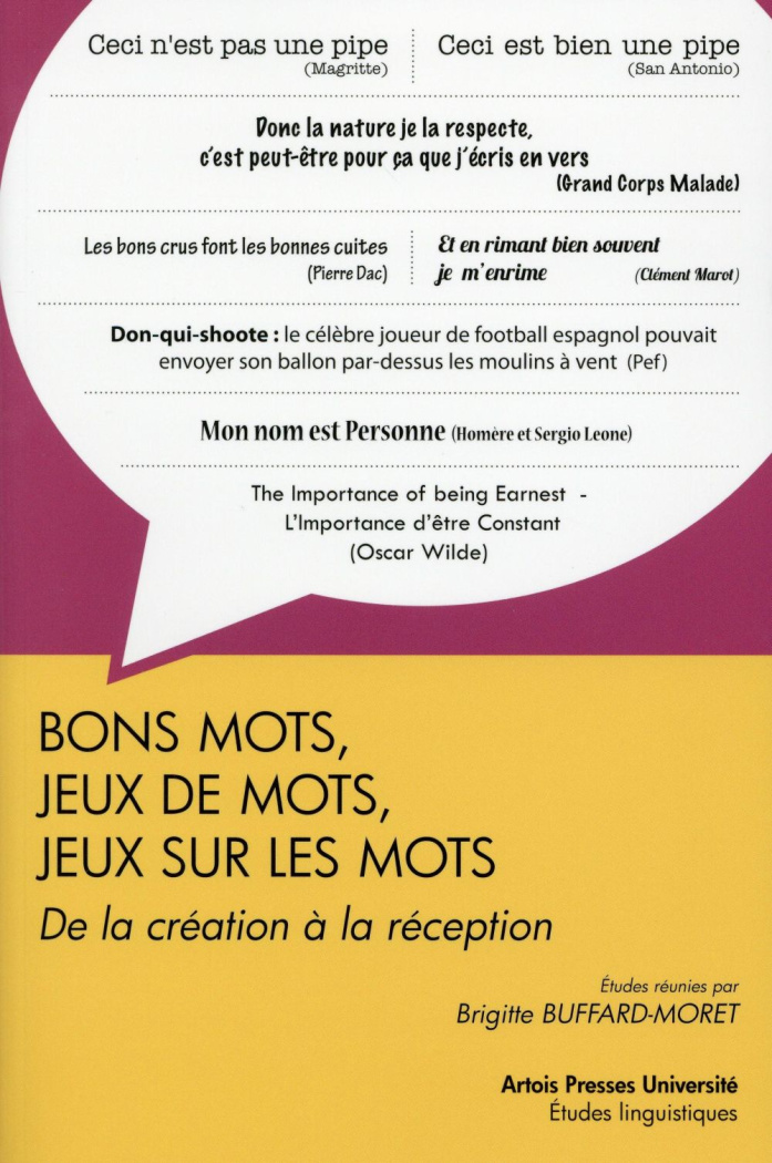 Bons mots, jeux de mots, jeux sur les mots. De la création à la réception, actes du colloque interna