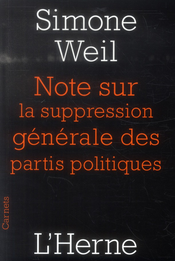 Notes sur la suppression générale des partis politiques