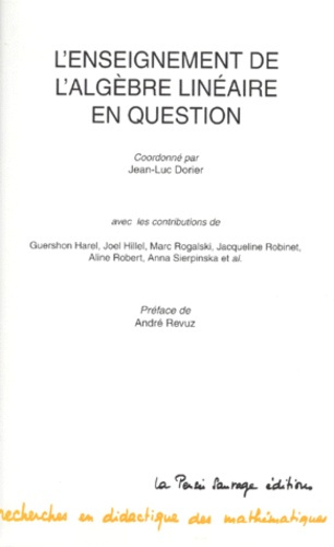 L'enseignement de l'algèbre linéaire en question