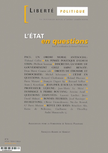 LIBERTE POLITIQUE NUMERO 6 OCTOBRE 1998 : L'ETAT EN QUESTIONS