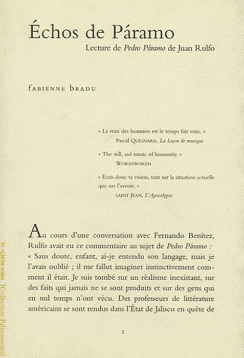 Echos de Paramo. Lecture de Pedro Paramo de Juan Rulfo
