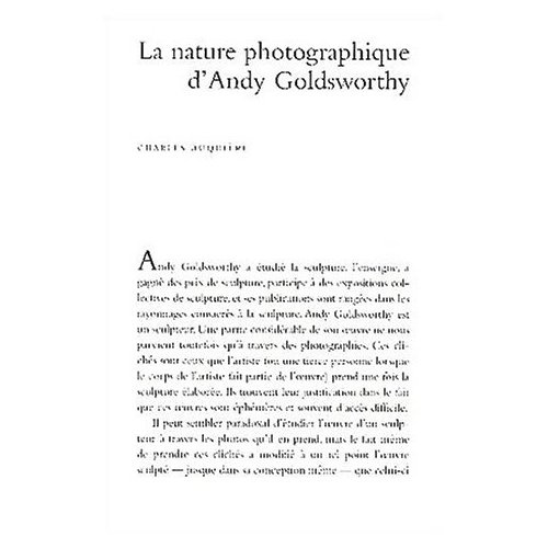 La nature photographique d'Andy Goldsworthy