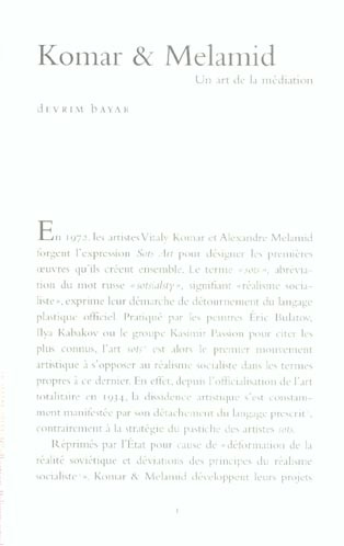 Komar et Melamid. Un art de la médiation
