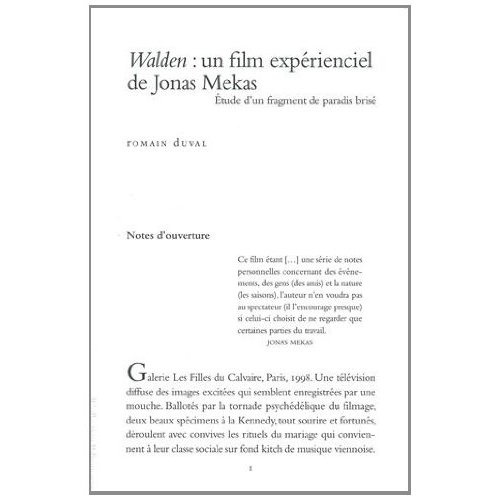 Walden : un film expérienciel de Jonas Mekas. Etude d'un fragment de paradis brisé