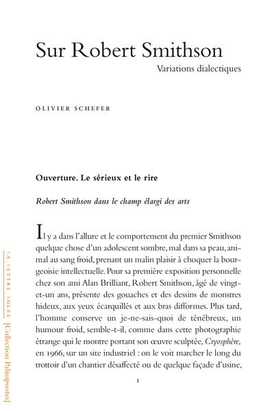 Sur Robert Smithson. Variations dialectiques