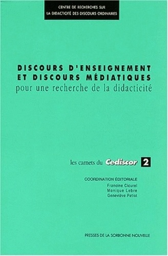 Les Carnets du Cediscor 2 : Discours d'enseignements et discours médiatiques. Pour une recherche de