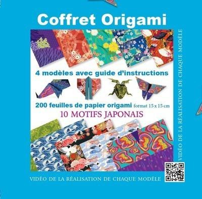 Coffret Origami. 4 modèles avec guide d'instruction, 200 feuilles de papier origami, 10 motifs japon