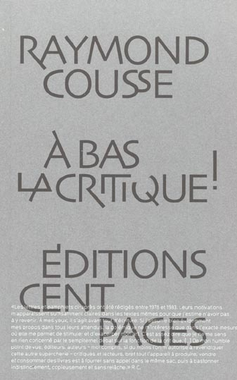 A BAS LA CRITIQUE ! Lettres et pamphlets