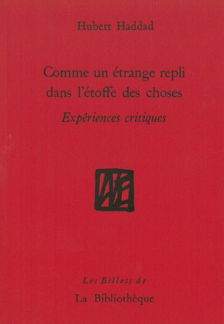 Comme un étrange repli dans l'étoffe des choses. Expériences critiques
