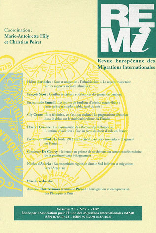 Revue européenne des migrations internationales Volume 23 N° 2/2007