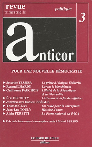 Anticor N° 3 : Pour une nouvelle démocratie