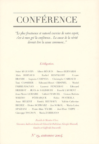 Conférence N° 19, Automne 2004 : L'obligation