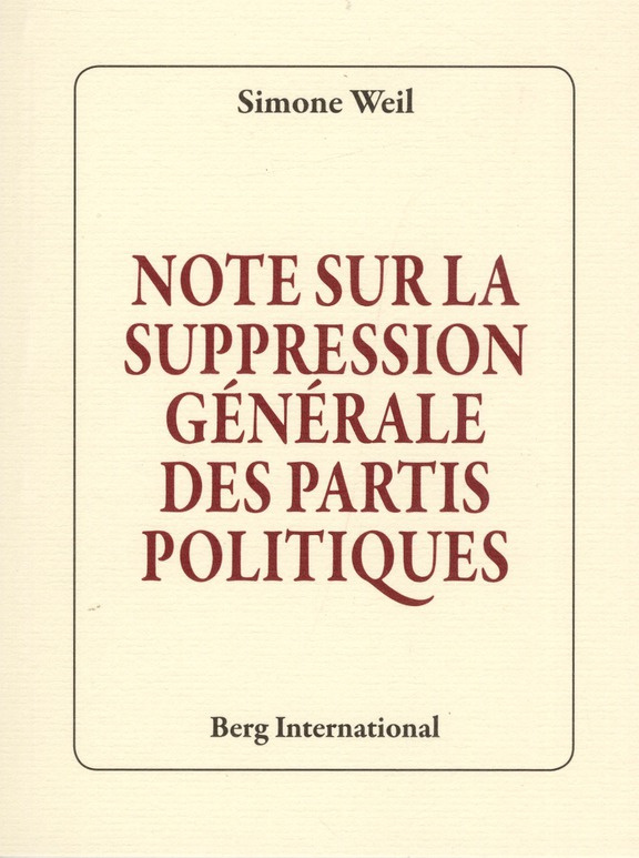 Note sur la suppression générale des partis politiques
