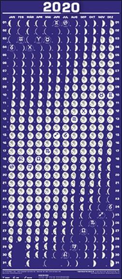 CALENDRIER LUNAIRE 2020 - FORMAT CARTE POSTALE
