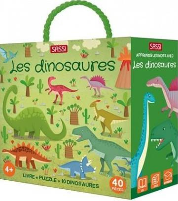 Les dinosaures . Avec 1 puzzle et 10 dinosaures