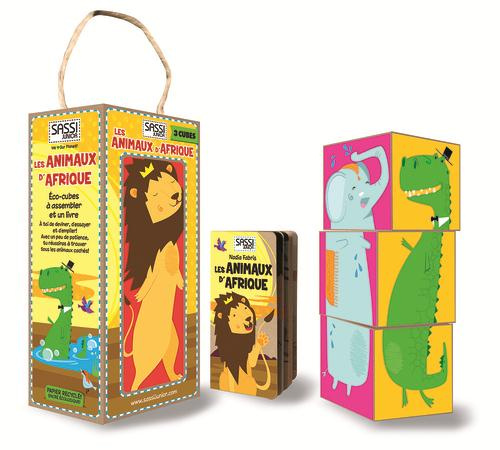 Les bébés animaux de l'Afrique. Eco-cubes à assembler et un livre