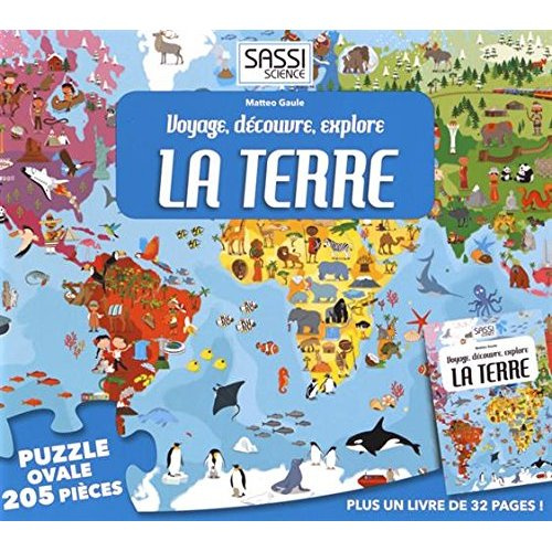 Voyage, découvre, explore la terre. Coffret contenant 1 livre et 1 puzzle