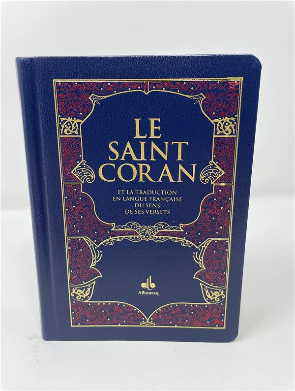 Le Saint Coran Arabe - Français. Souple, couverture cuir bleu nuit