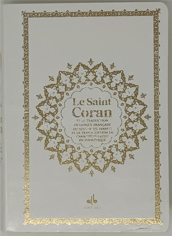 Saint Coran édition bilingue français-arabe. Cartonné (14 x 19 cm) - Blanc - Dorure des pages.